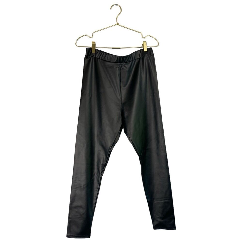 Topshop‎ Women's Faux Leather Moto Skinny Fit Black Pants Size US 10 WP536